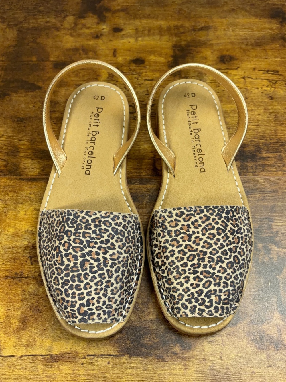 Petit Barcelona Sandals Animal Print Womens 42D Wide Fit Flat Avarcas Panther